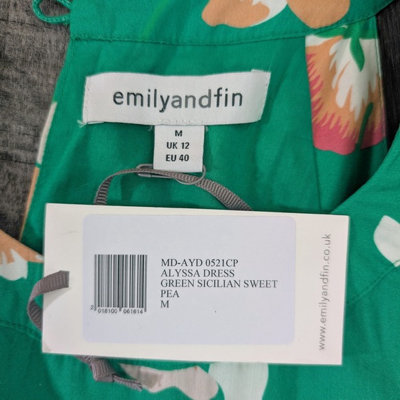 Emily & Fin NEW Alyssa Midi Dress Womens M Modcloth Cotton Sweet Pea Floral - Picture 6 of 7